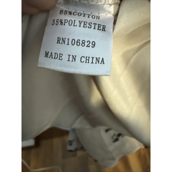 New Blouse M Beige Lined W Flocked Flowers Ruffled Sleeves Romantic Whimsy Goth - Picture 16 of 16